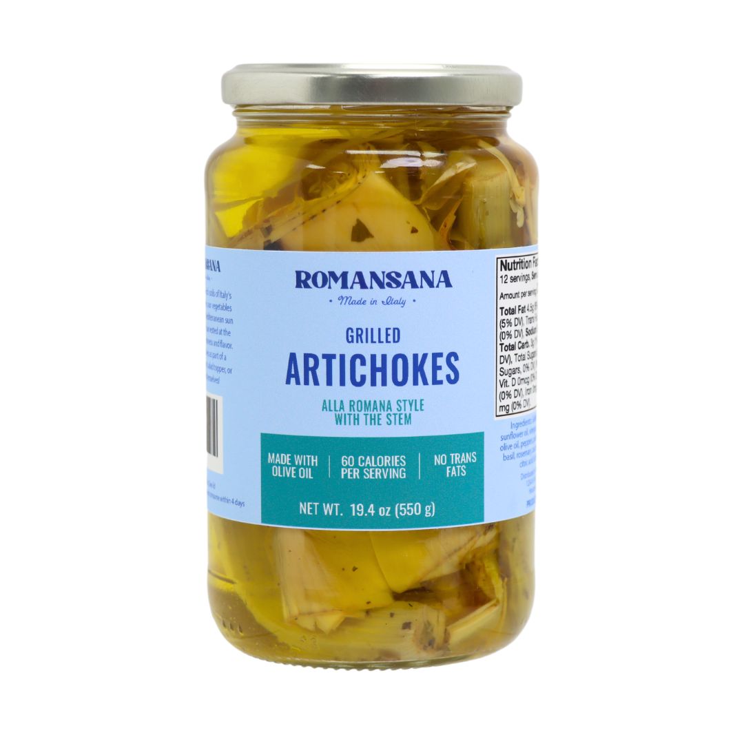 Grilled Artichokes Alla Romana Style with Stem